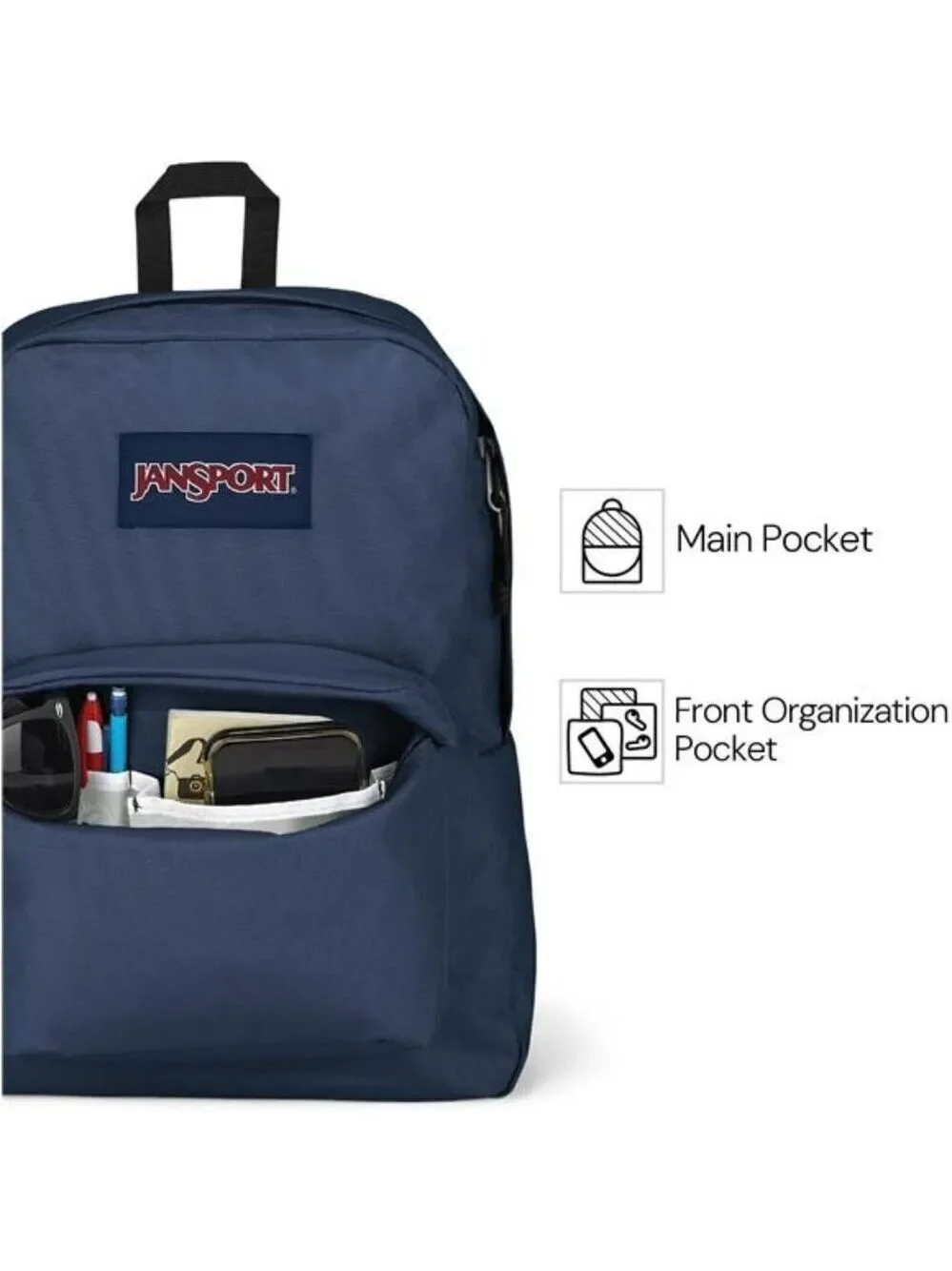 JanSport SuperBreak Backpack Black Lightweight Durable School Travel Bookbag